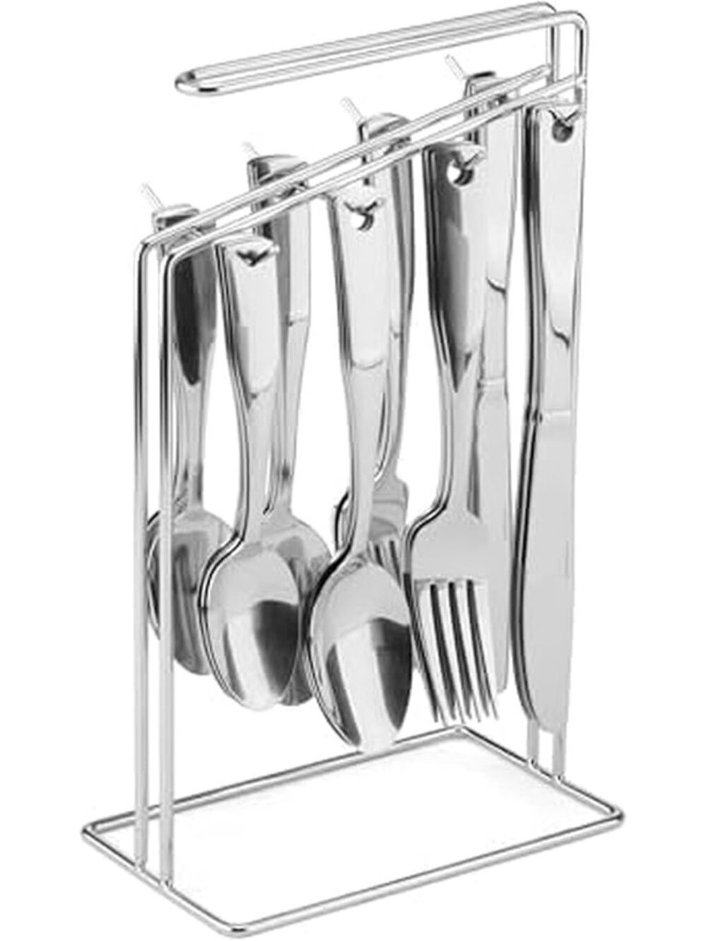 24-Piece Stainless Steel Flatware Set with Wire Caddy, Service for 6 - Elegant